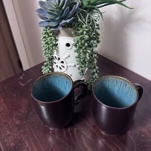Set of 2 Threshold Belmont Green glazed  Stoneware Coffee Cup Tea Mugs